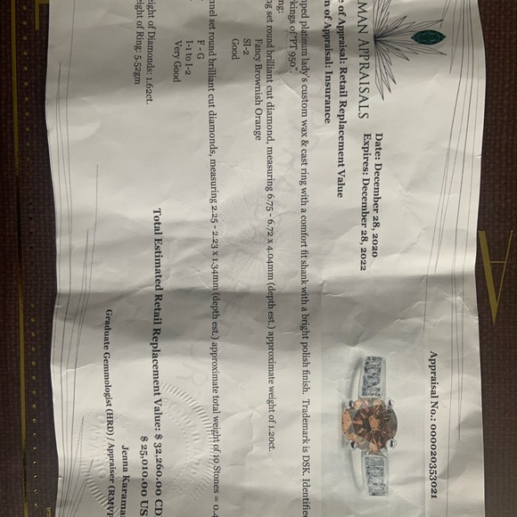 ***SOLD***1.62 tc Fancy Orange Diamond Ring - Picture 6 of 7